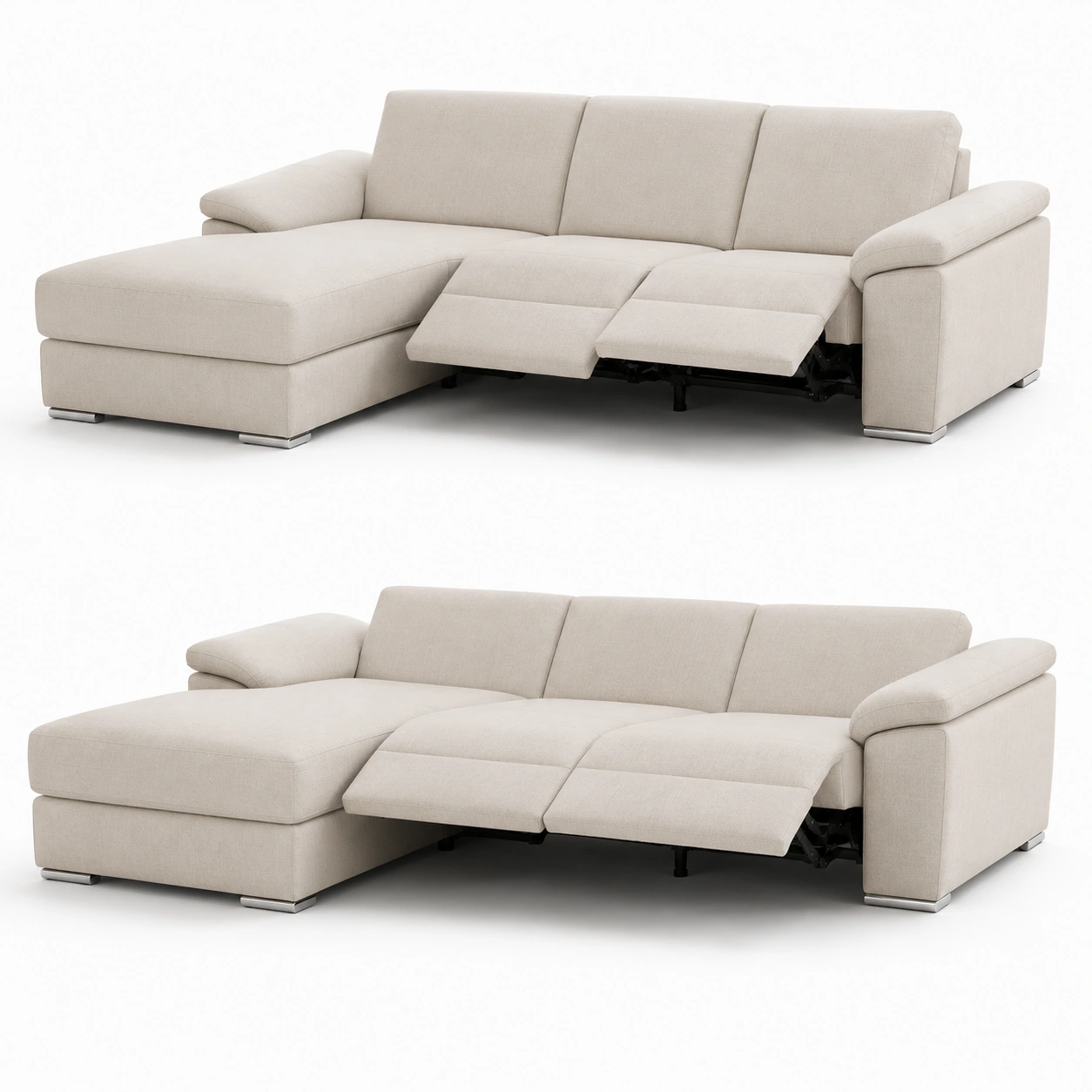 Sofa chaise longue en L beige-furnifyo