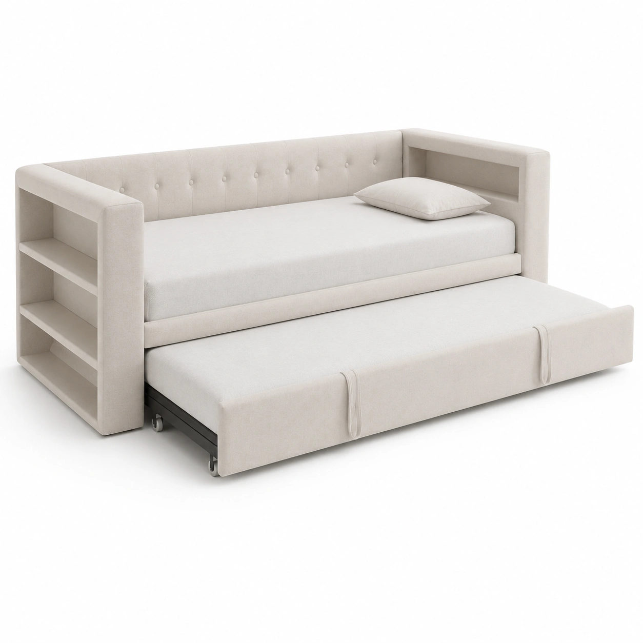 Sofa con cama extraible beige-furnifyo