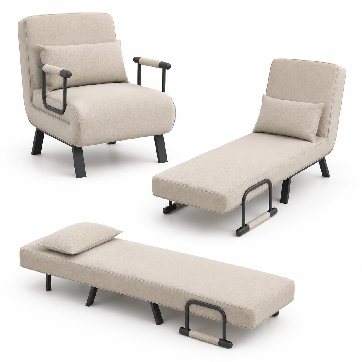 Sillon cama plegable color marfil-furnifyo