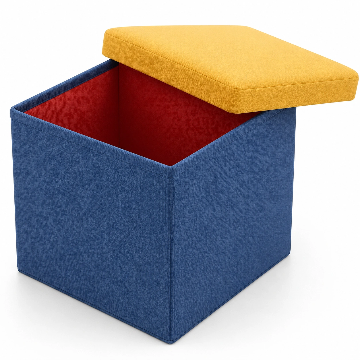 Banco de almacenamiento azul y amarillo con tapa-furnifyo