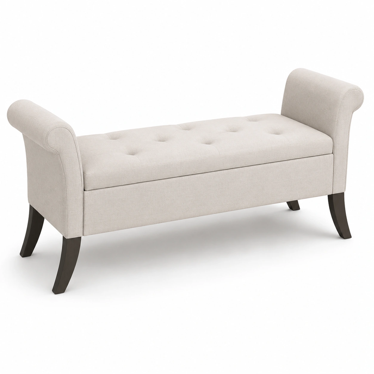 Banco otomano de almacenaje beige-furnifyo