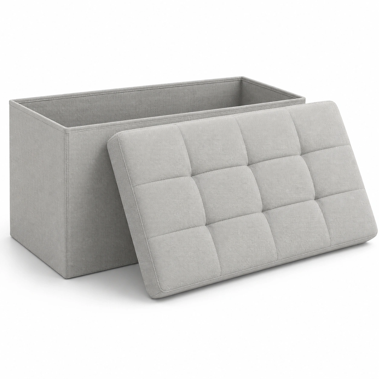 Puf de almacenaje gris de tela-furnifyo