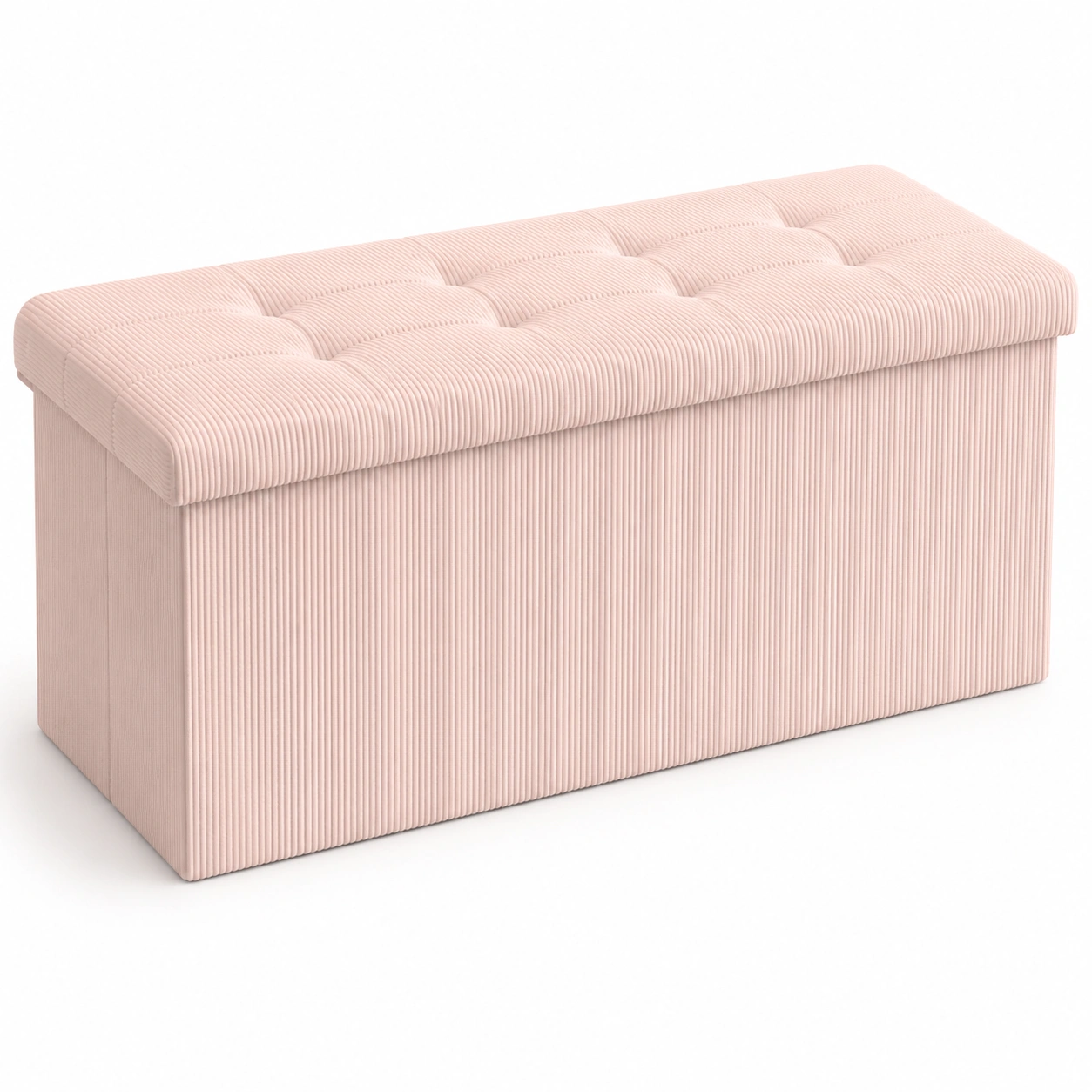 Puf de almacenaje rosa de pana-furnifyo