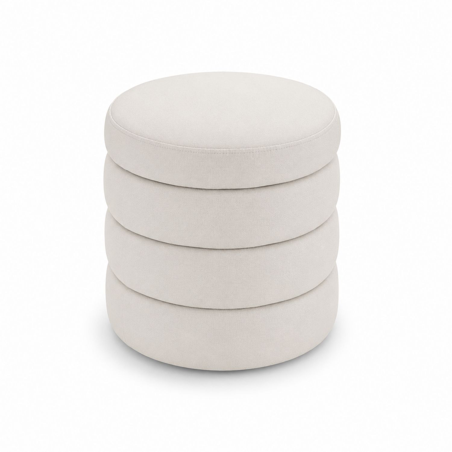 Pouf rond en velours Polyester Ivoire