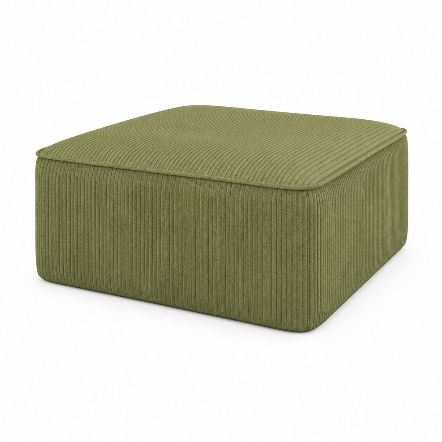 Pouf carré en velours côtelé vert