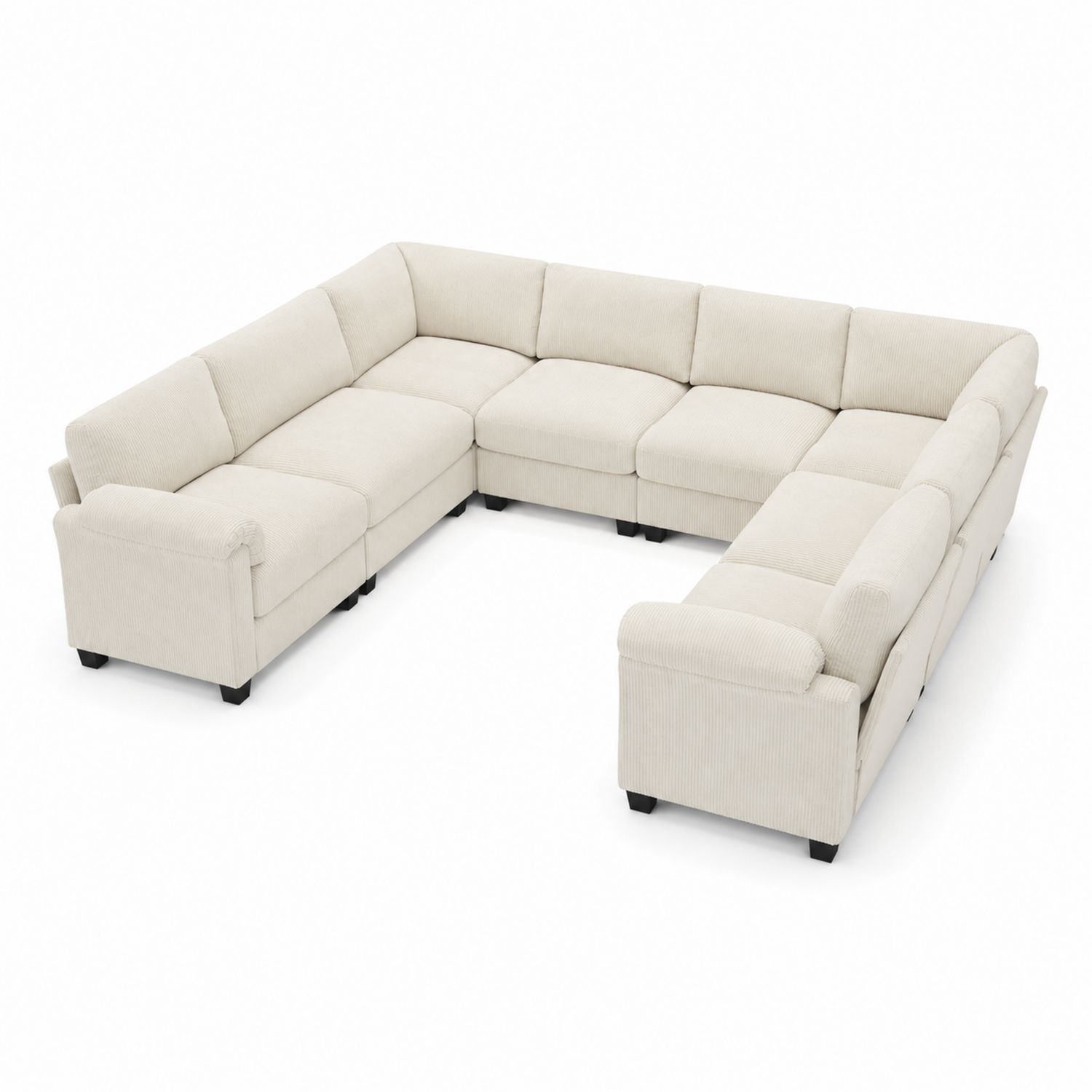 Canapé d'angle en U en tissu Beige