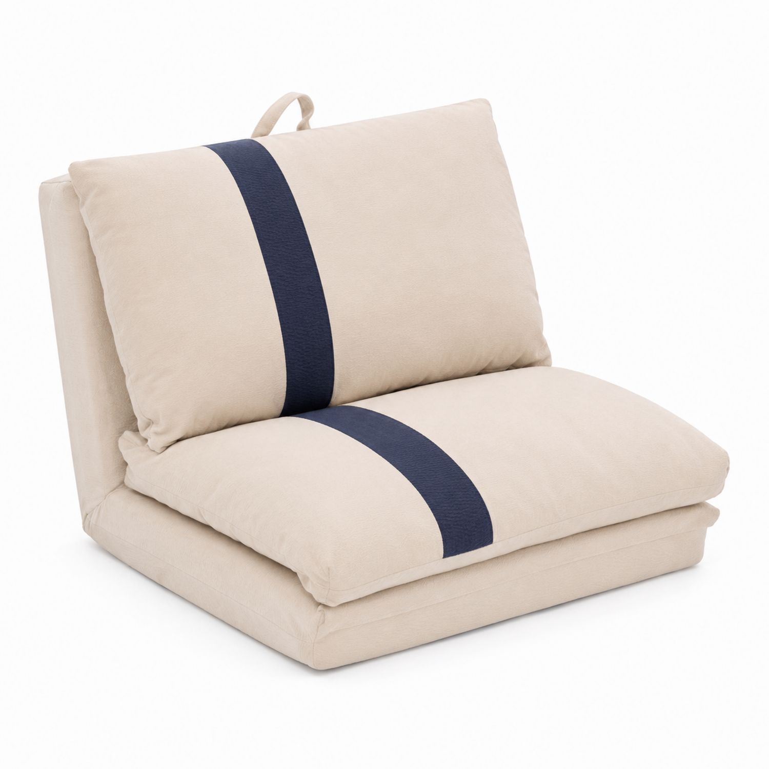 Klappbarer Bodenstuhl aus Baumwolle, Beige/Blau