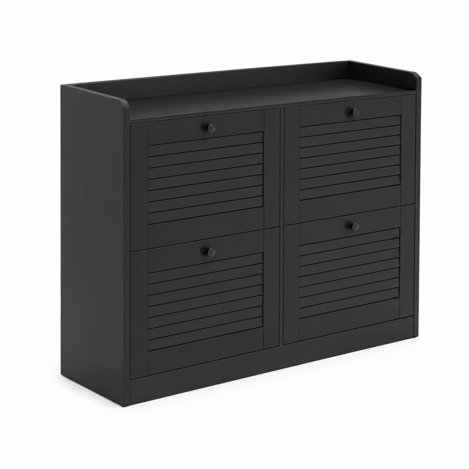 Schwarzes Sideboard mit 4 Türen aus MDF 120x35x90 cm