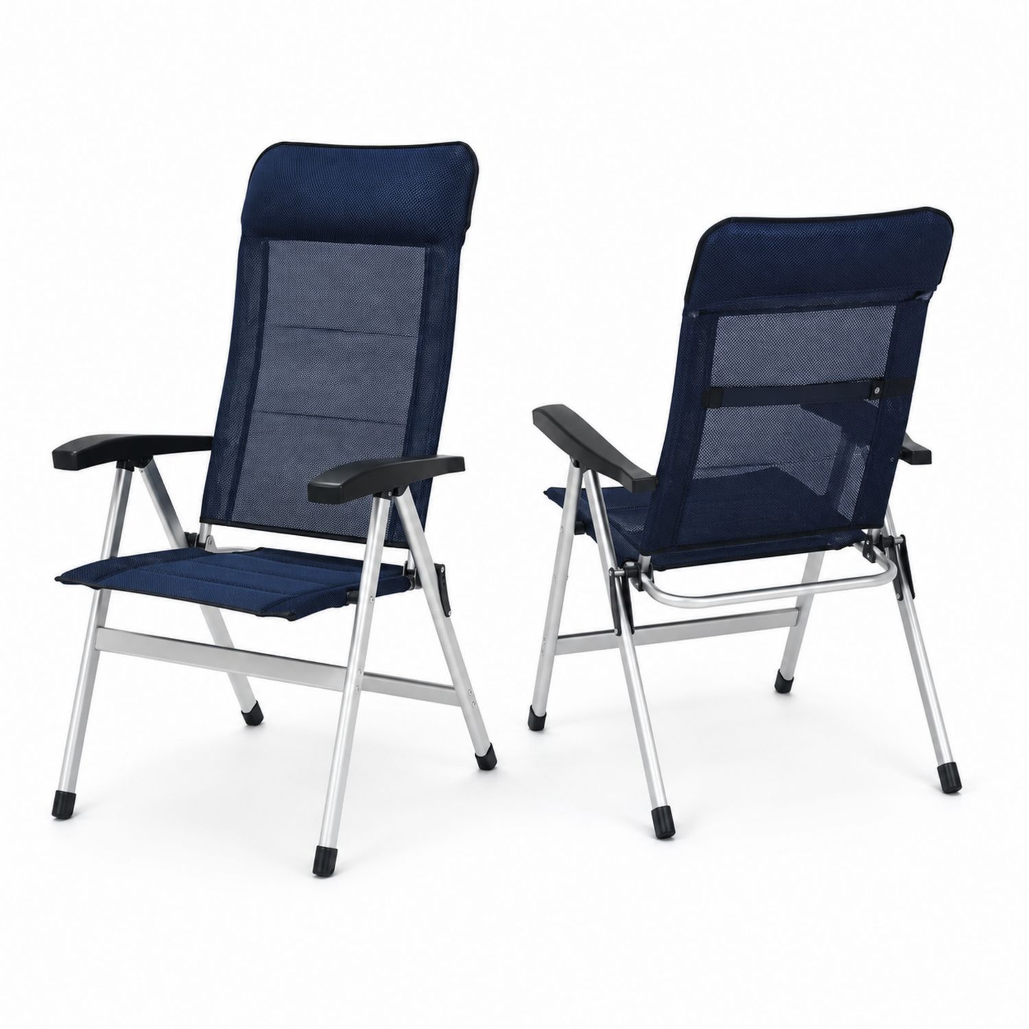 Set aus 2 Klappstühlen Aluminium Textilen Blau