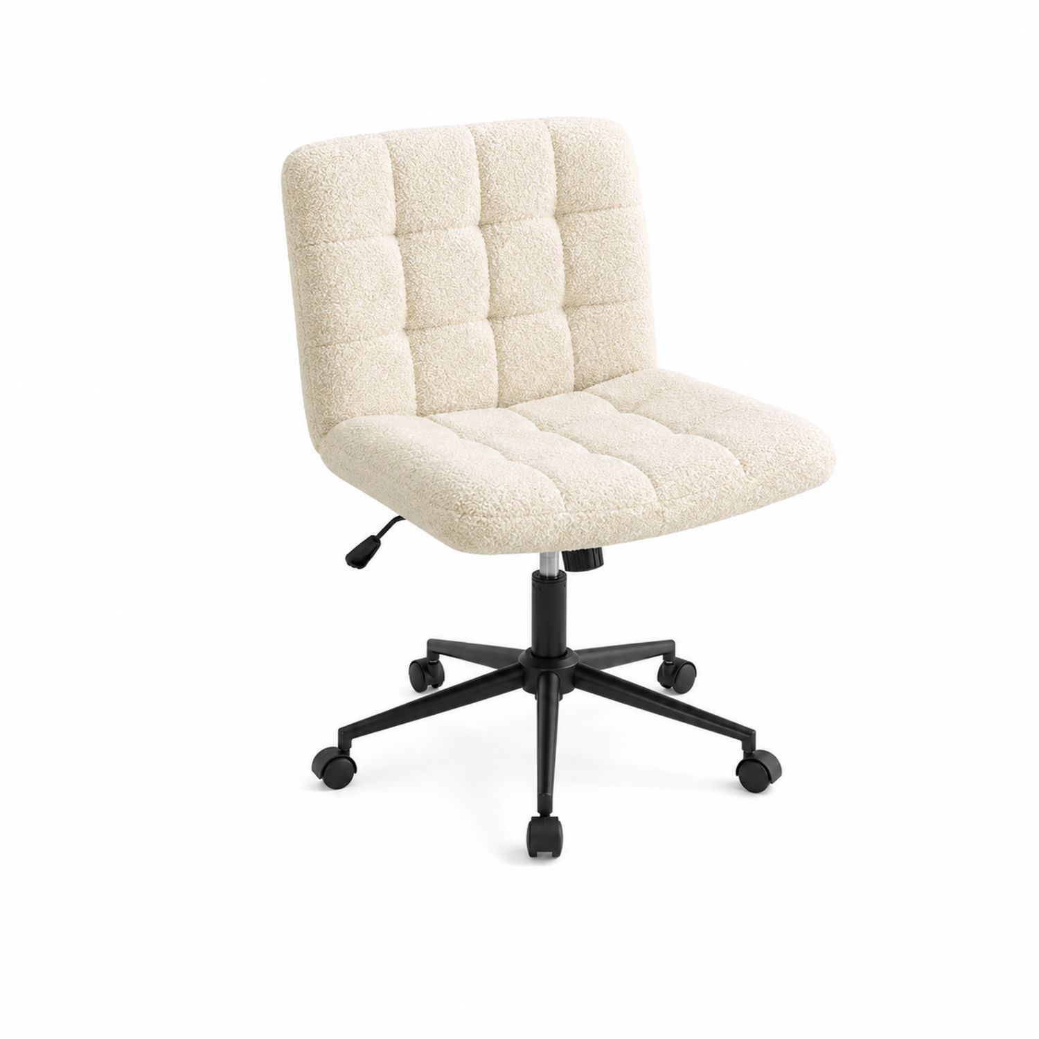 Bürostuhl Bouclé Stoff Beige höhenverstellbar mit Rollen