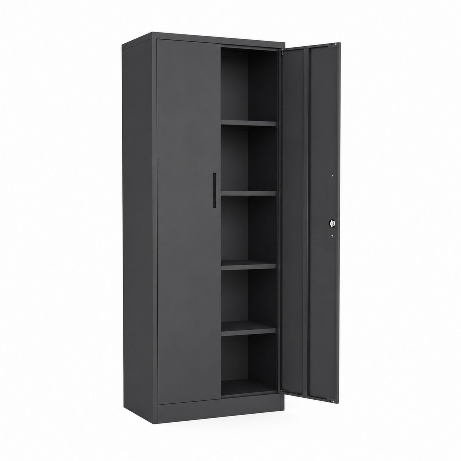 Schwarzer Stahl Aktenschrank mit Schloss 180cm