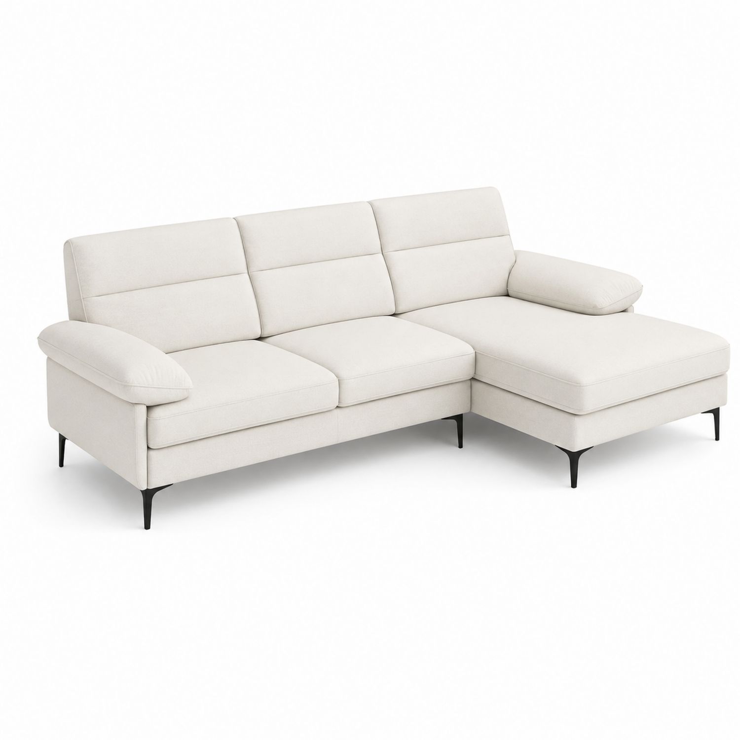 L-förmiges Sofa 3-Sitzer 230x150 cm Stoff Beige