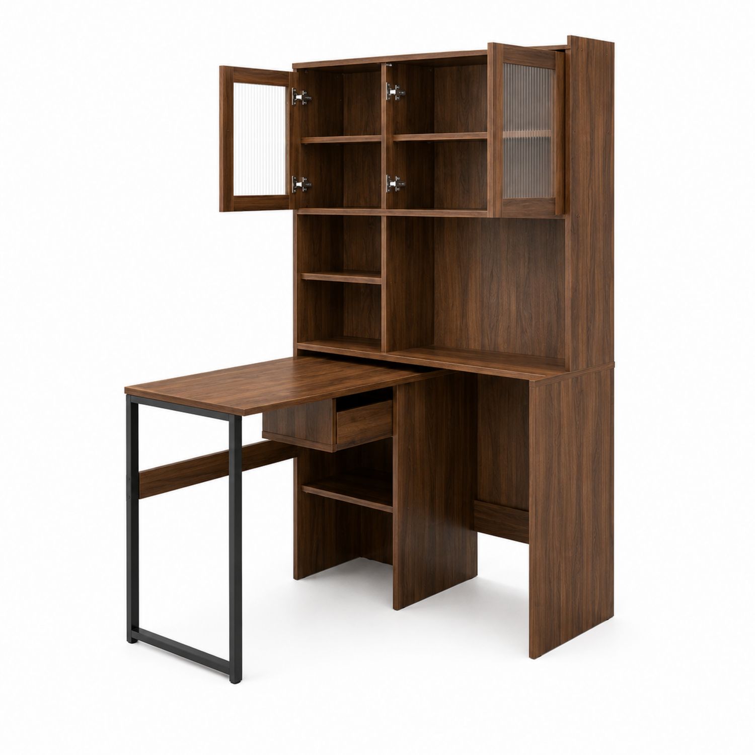 L-förmiger Bürotisch mit Regal und Schublade Holz Dunkelbraun