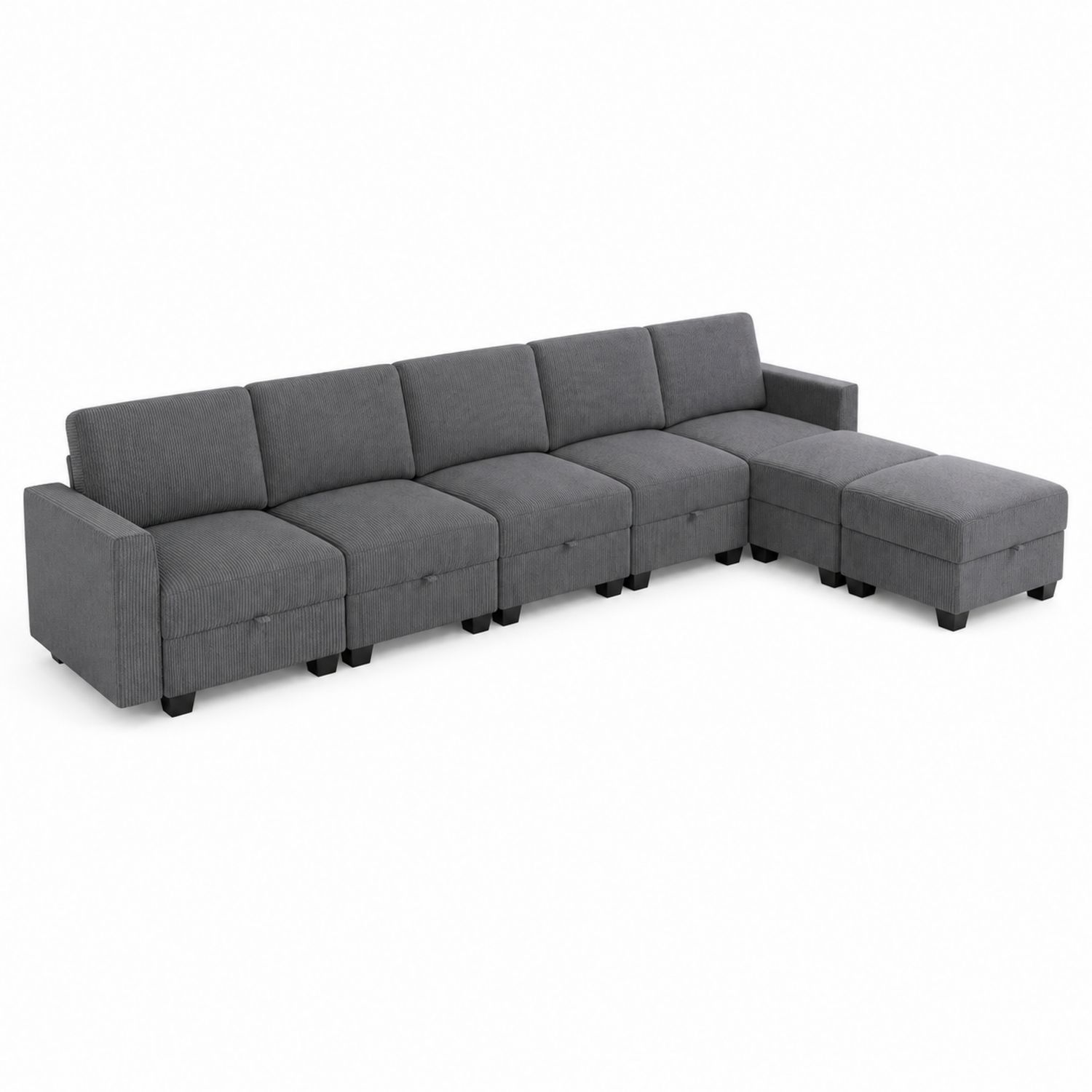 Modulares Ecksofa Set Cordstoff Grau 340cm