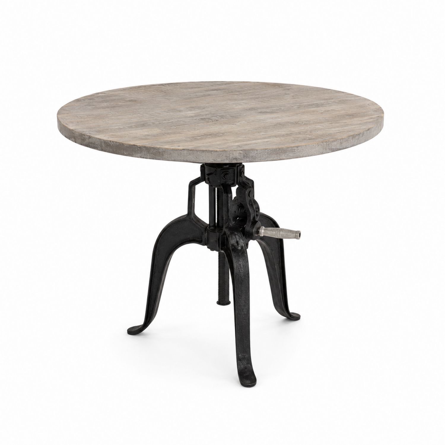 Runder Esstisch aus Mangoholz und Gusseisen, verstellbar, Durchmesser 90 cm