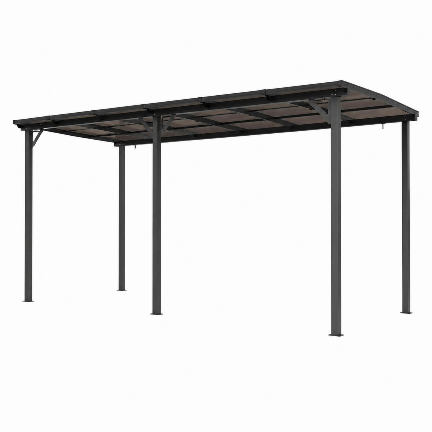 Aluminium-Gartenvordach mit Polycarbonatdach Grau