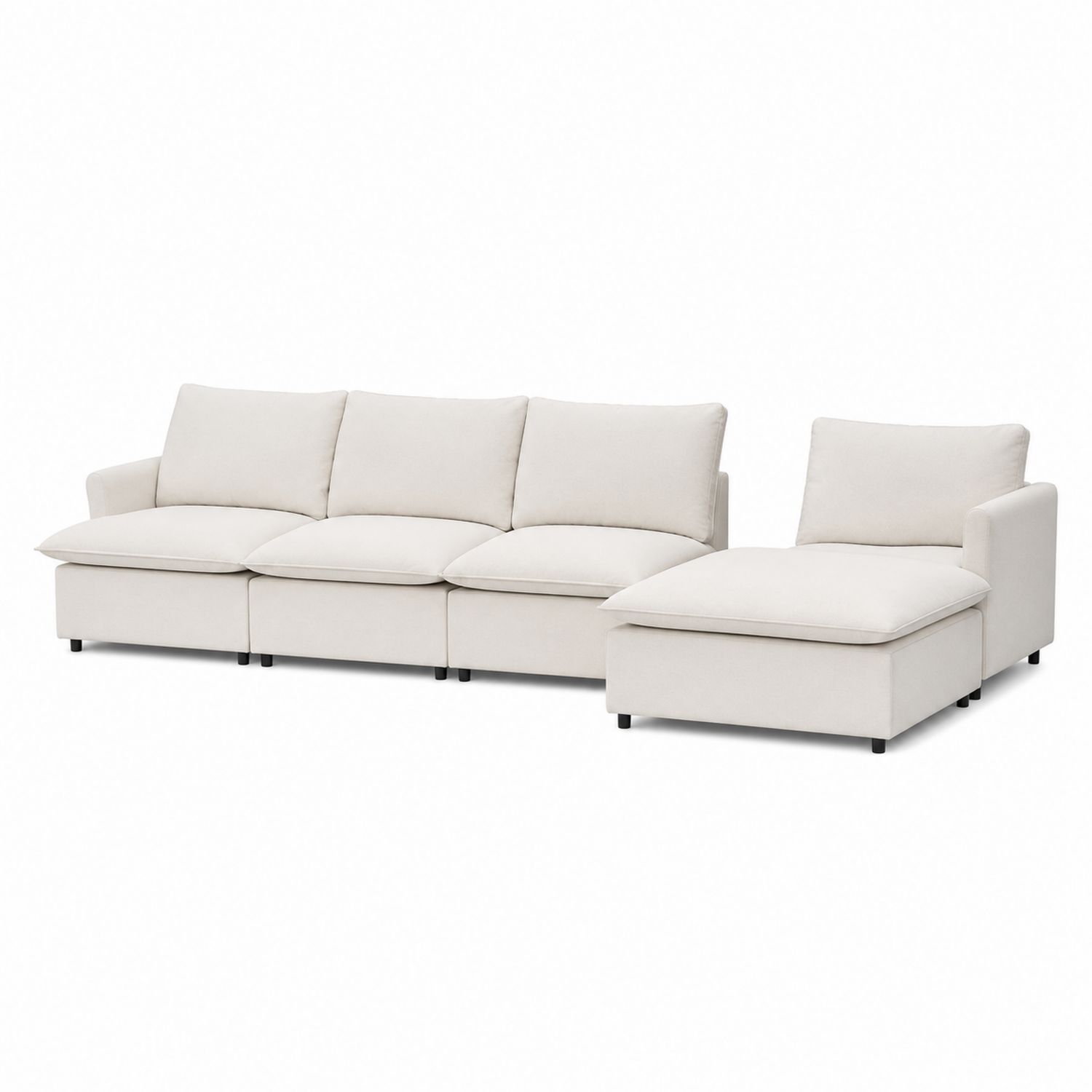 Ecksofa Set 4-Sitzer Textil Beige