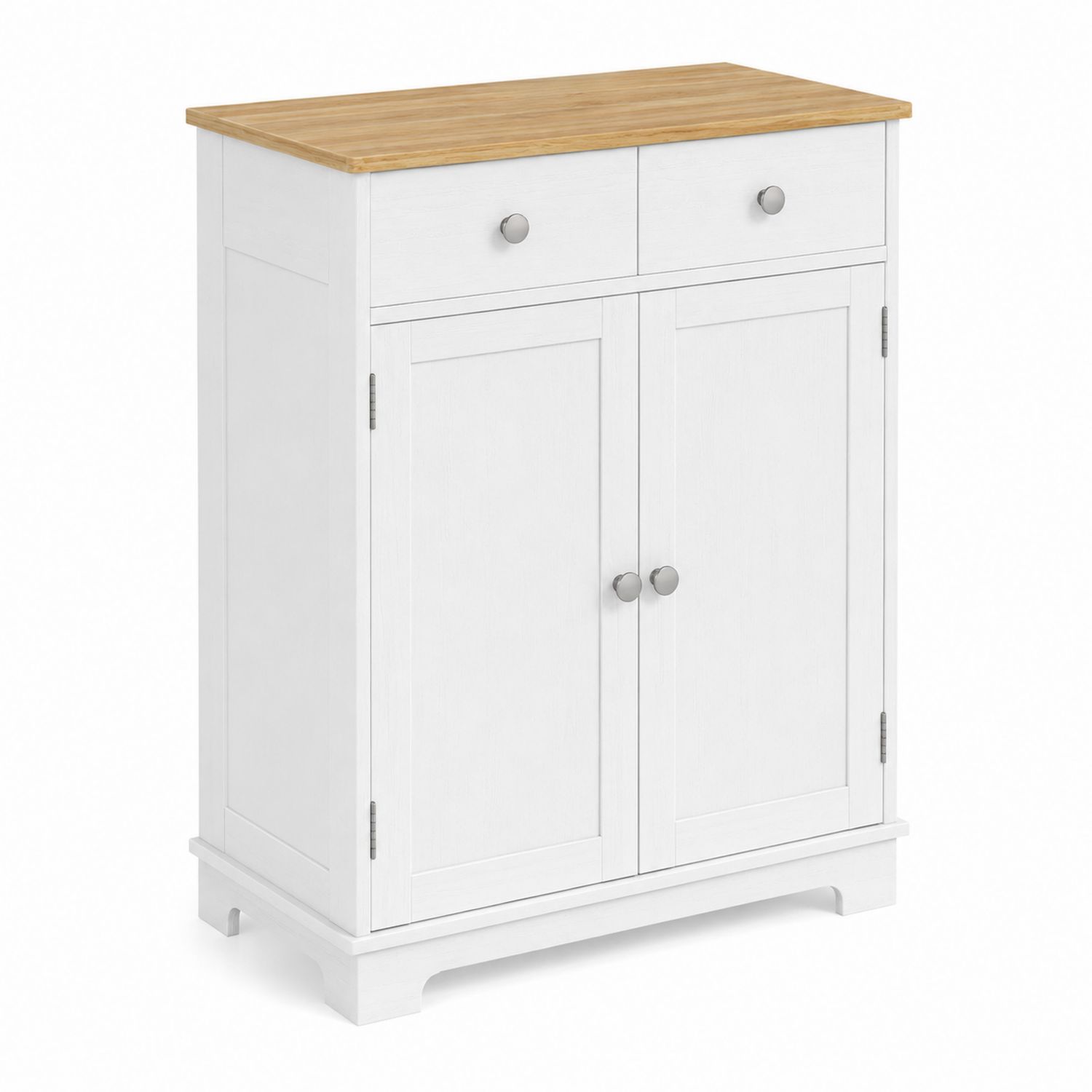 Sideboard mit 2 Schubladen und 2 Türen Kiefernholz Weiß 80x35x100cm