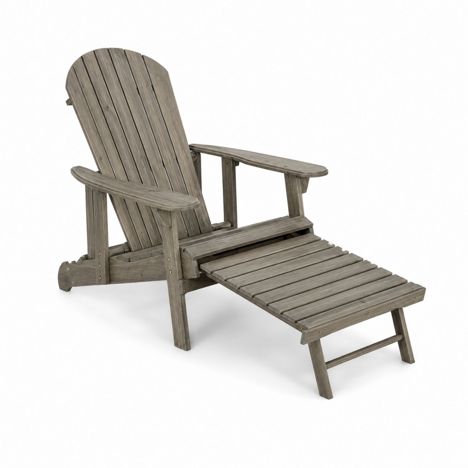 Grau Adirondack Holzstuhl mit Fußstütze