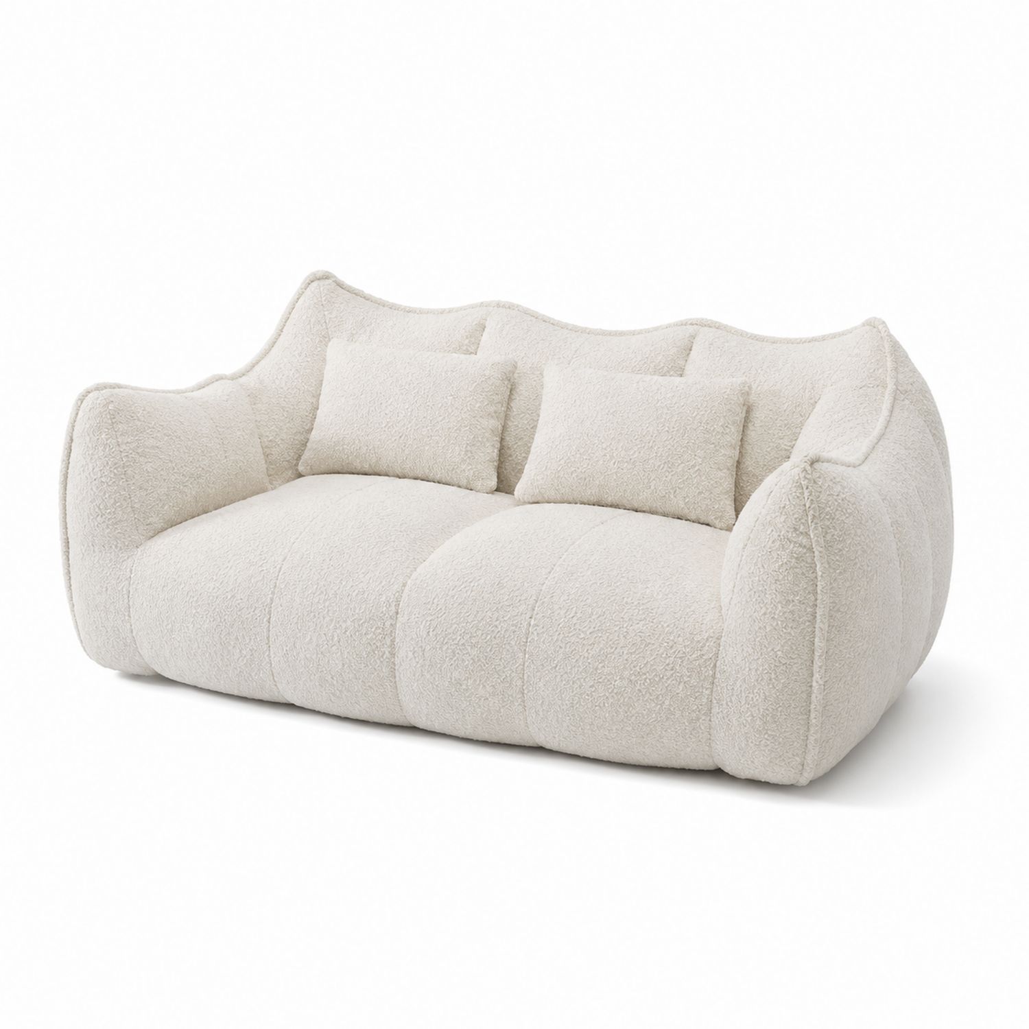3-Sitzer Sofa aus Bouclé Cremeweiß