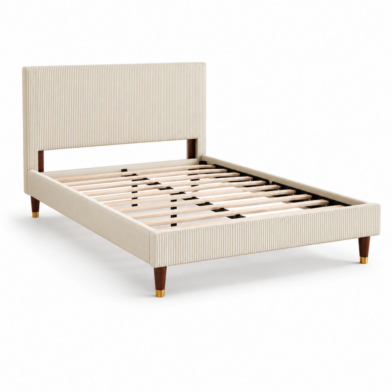 Polsterbett mit Stoffkopfteil Beige 200x180 cm