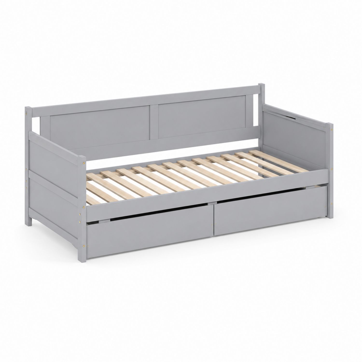 Tagesbett mit Schubladen aus Massivholz Grau 200x90 cm