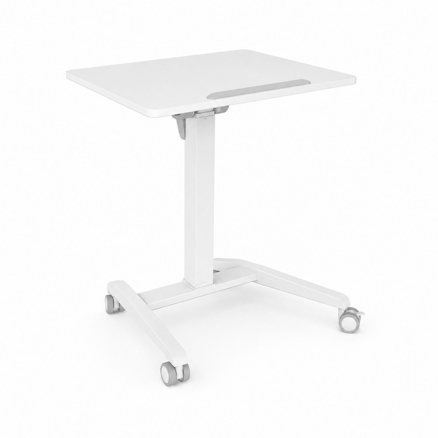 Höhenverstellbarer Schreibtisch mit Rollen aus MDF und Stahl, Weiß