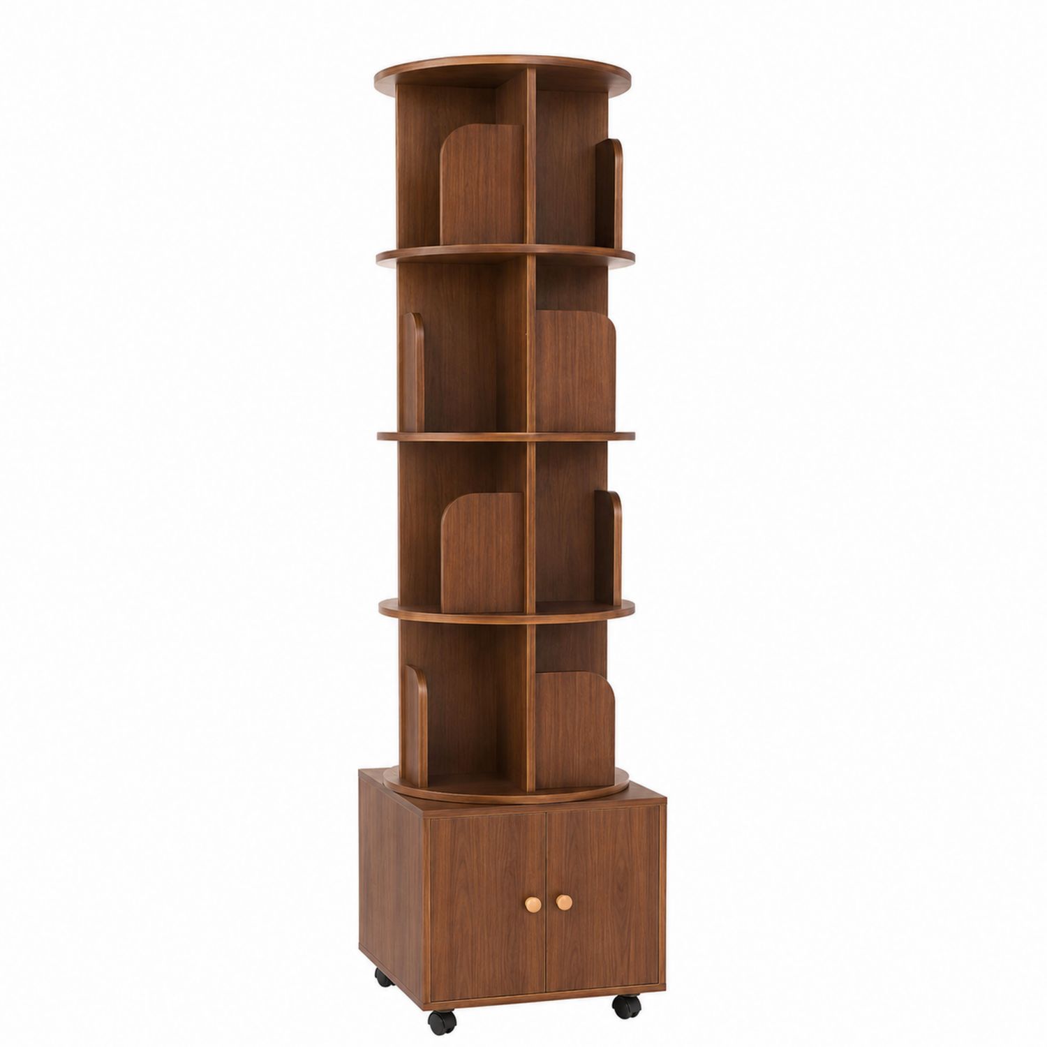 Rundes Bücherregal MDF mit Rollen 180x40x40 cm