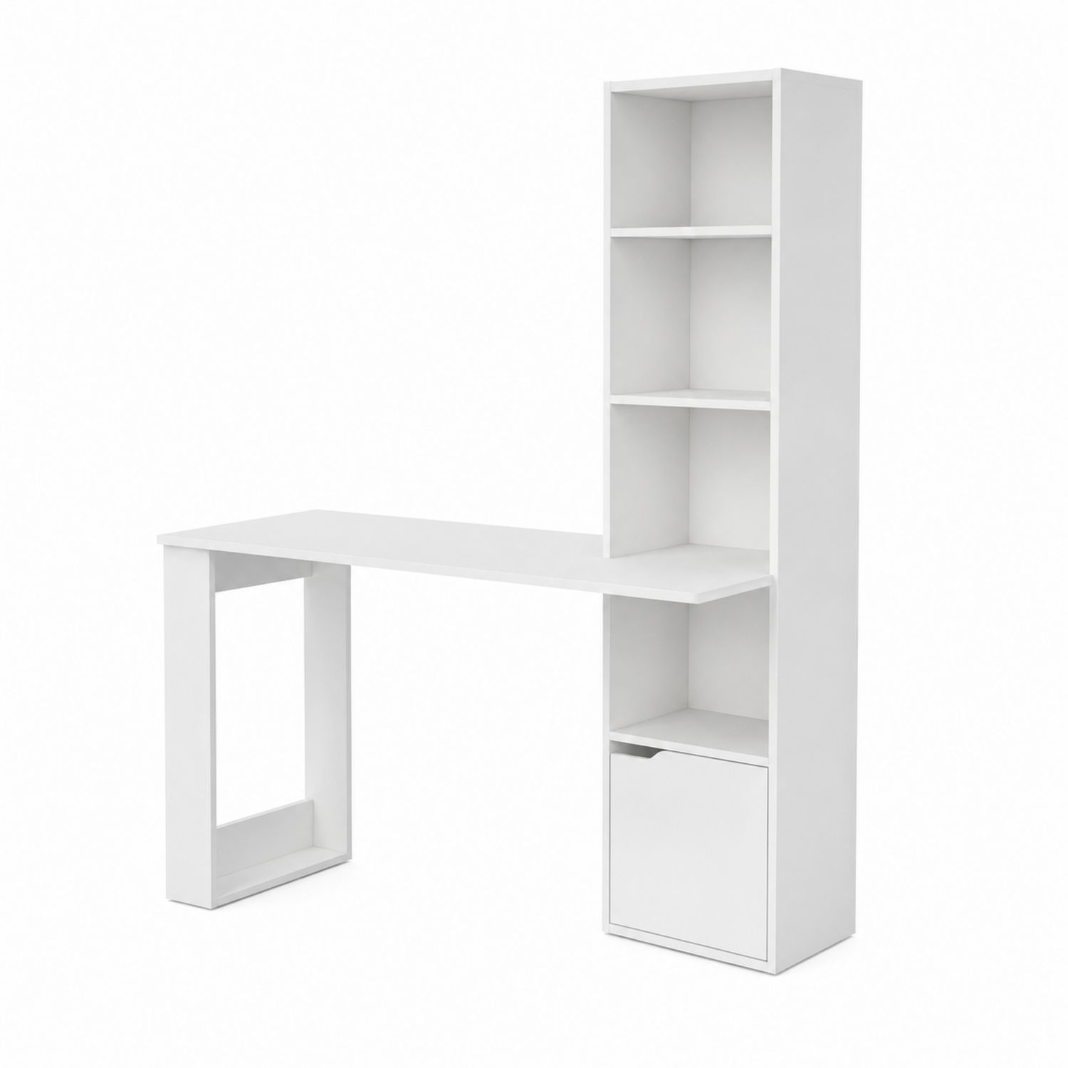 Weißer Holzwerkstoff-Schreibtisch mit Regal 120x50x145 cm