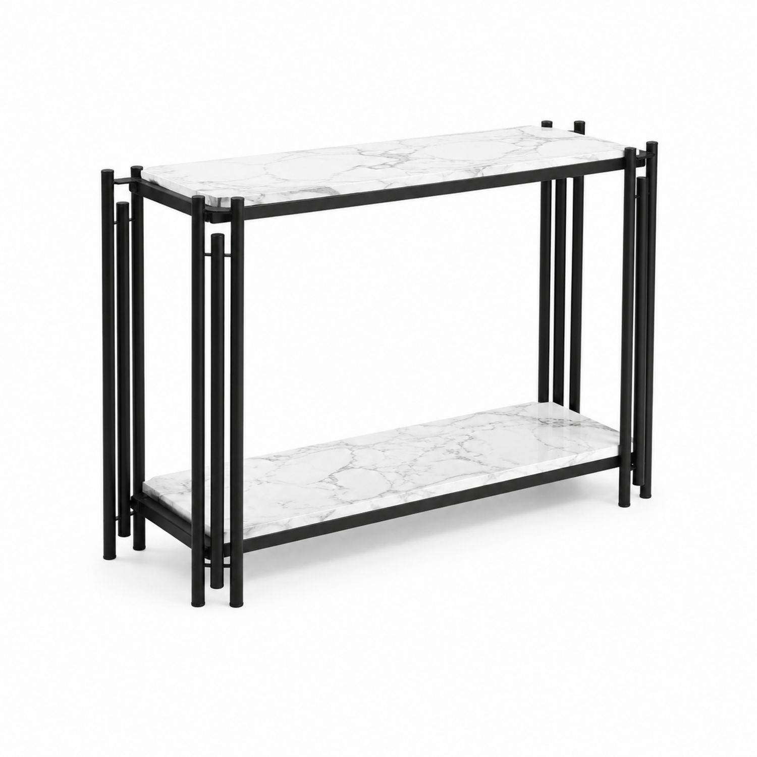 Konsolentisch rechteckig 110x30x75 cm Marmor Metall Schwarz/Weiß
