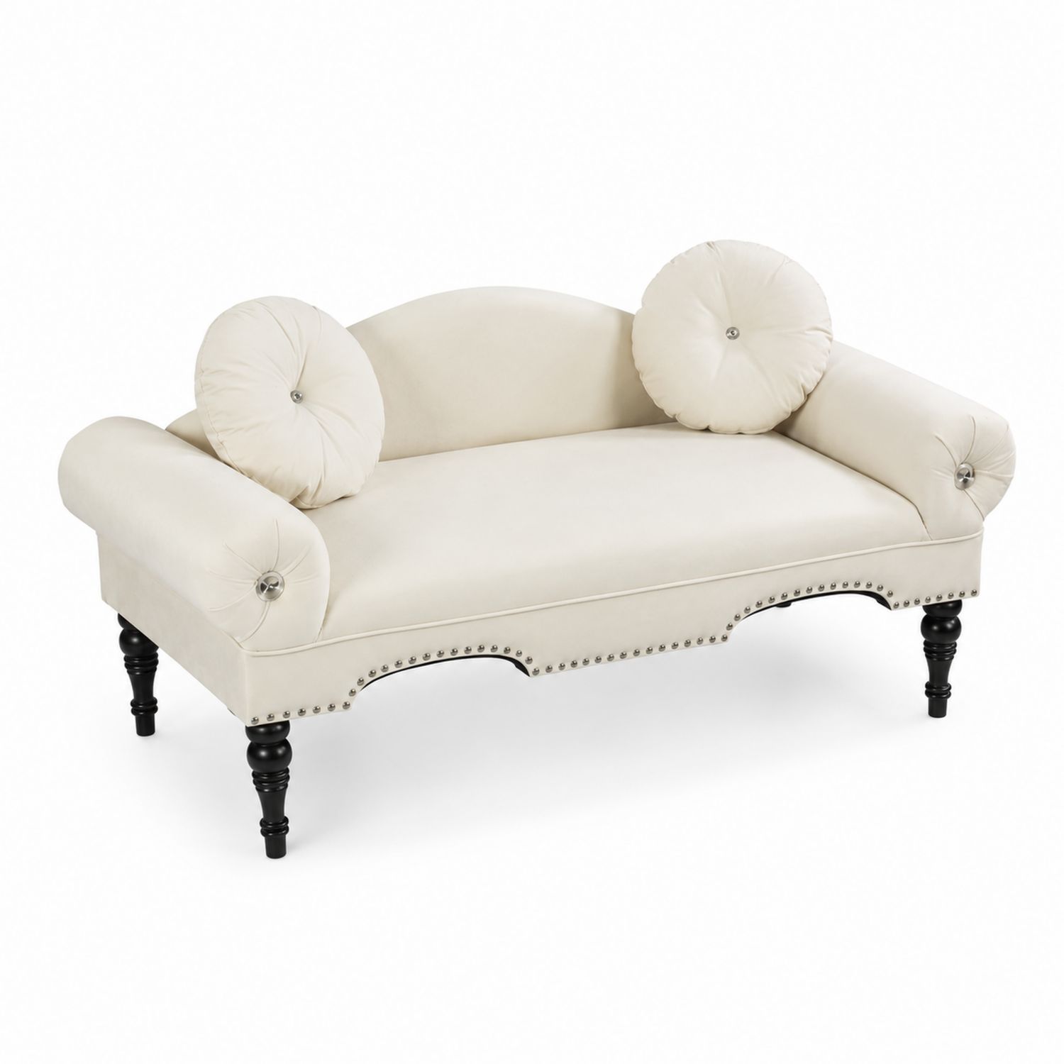 Chaiselongue Sofa Cremefarben Holz Kunstleder