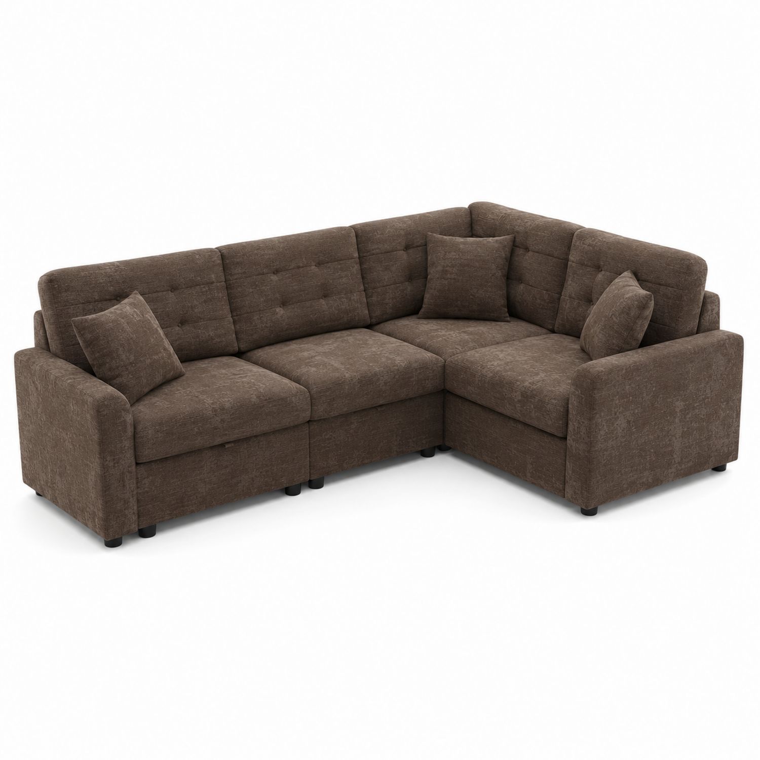 Ecksofa Stoff Braun L-Form 250x180 cm