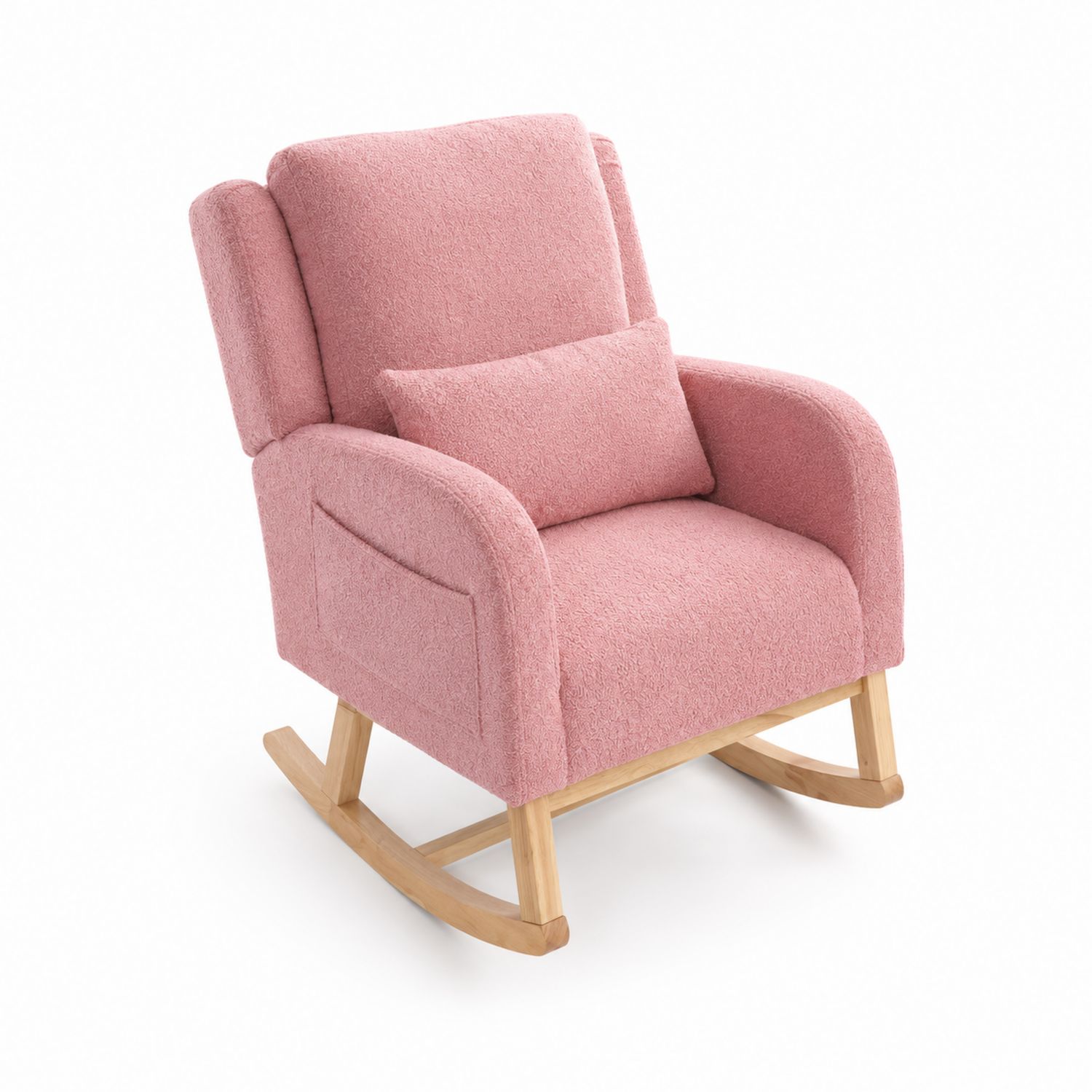 Schaukelstuhl Bouclé-Stoff Rosa Eichenholz