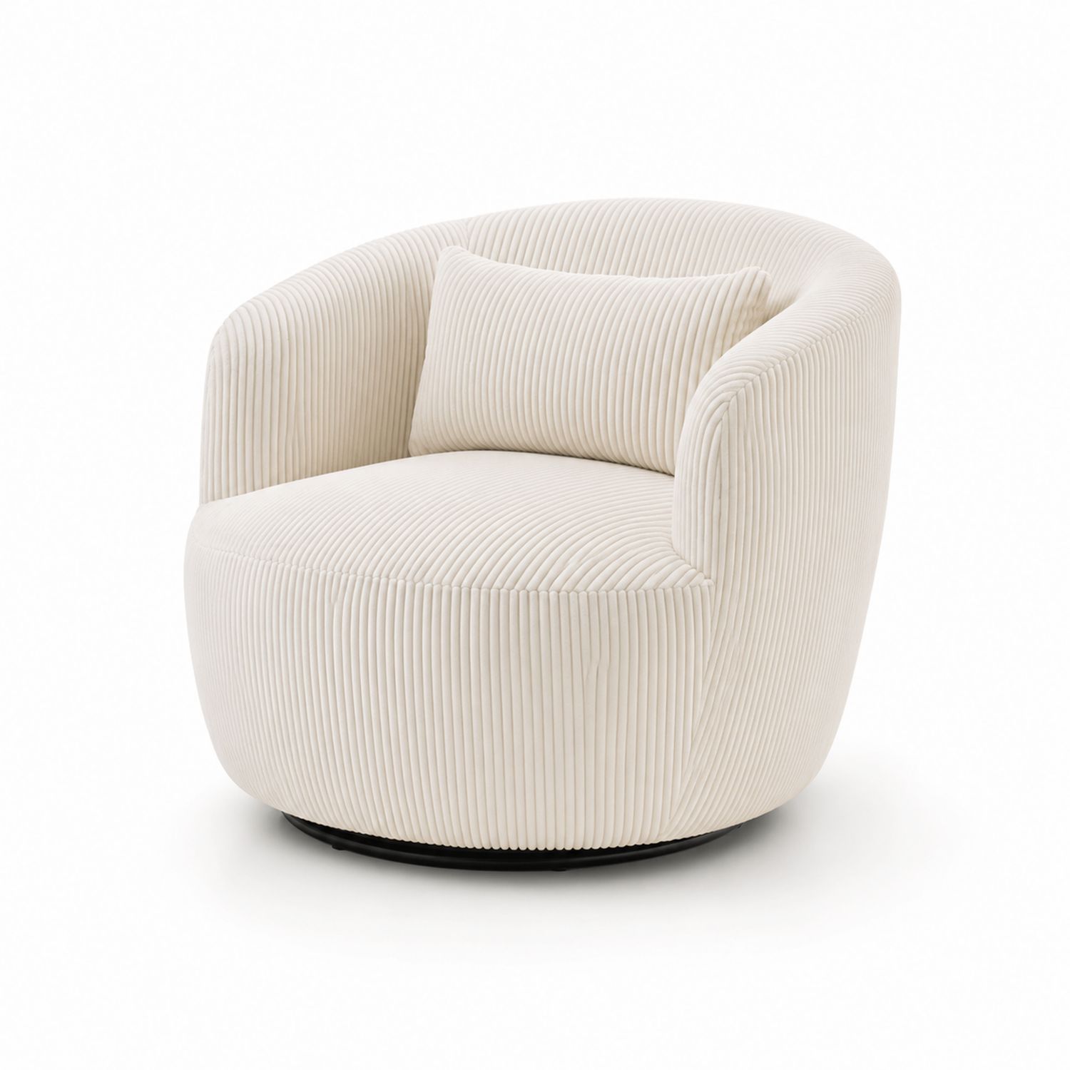 Drehbarer Sessel aus Kordstoff in Creme