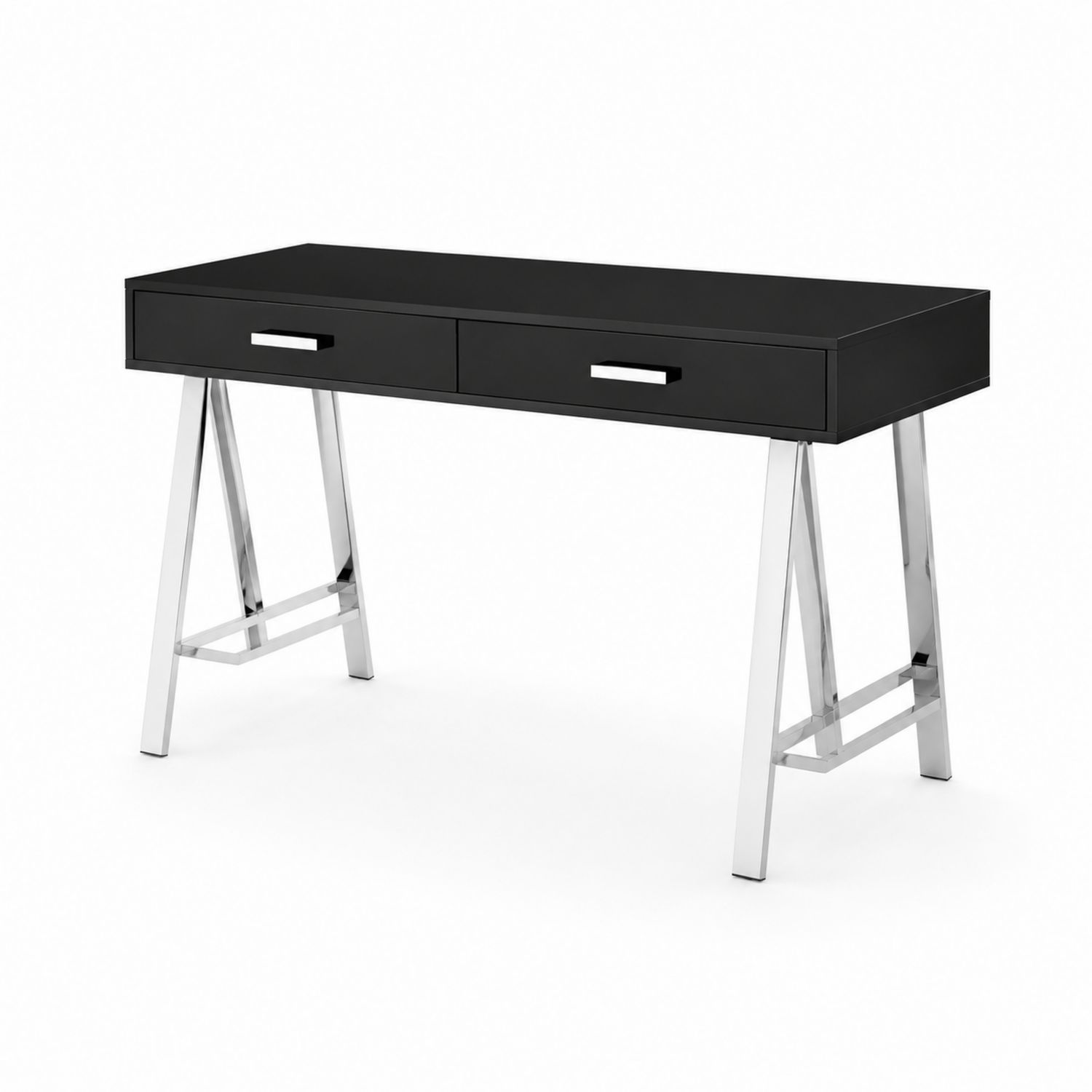 Schreibtisch 120x50x75 cm Schwarz mit MDF und verchromtem Metall
