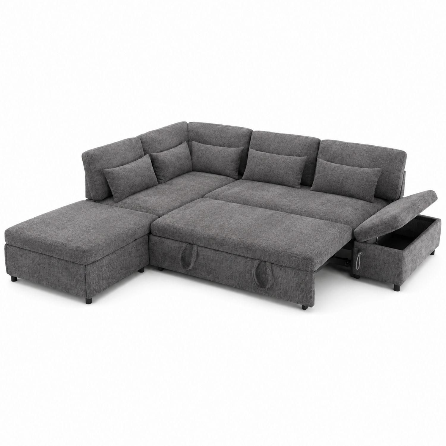Ecksofa aus Stoff mit Stauraum Grau 320x200x85 cm