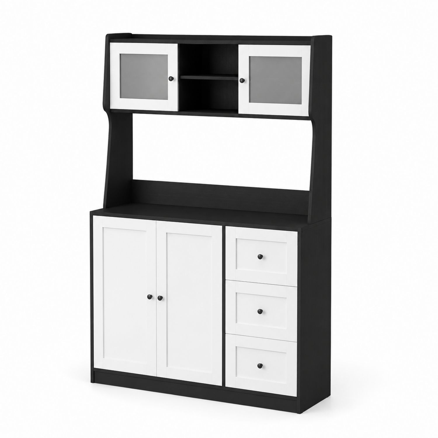 Küchenschrank mit MDF-Schubladen und Türen Schwarz/Weiß 180x80x40 cm