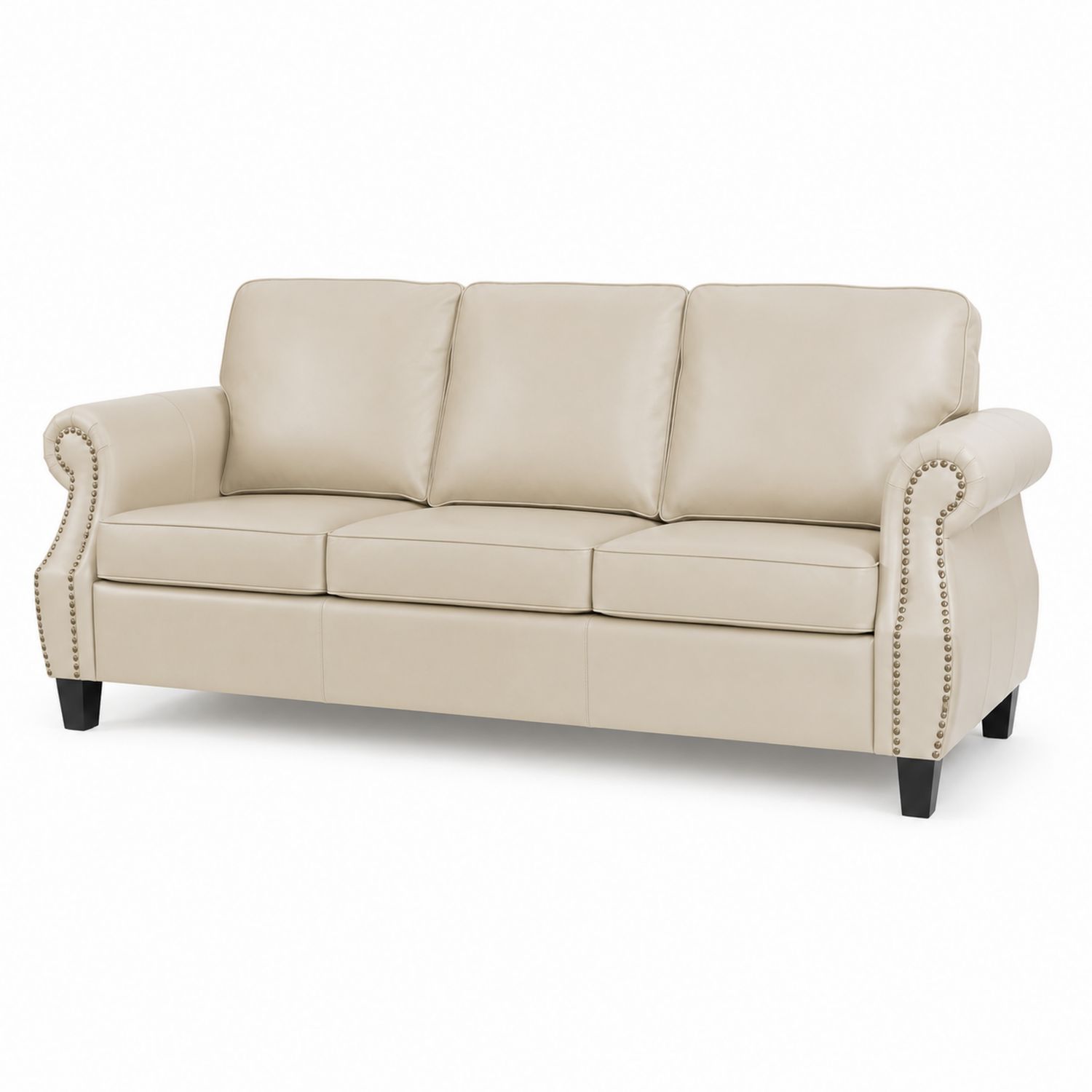 Ledersofa Dreisitzer Beige