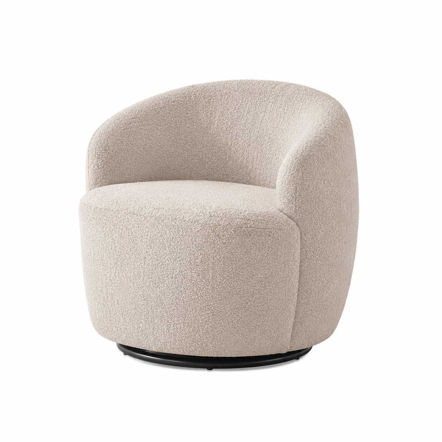 Drehbarer Lounge Stuhl Bouclé Polyester Beige 75cm