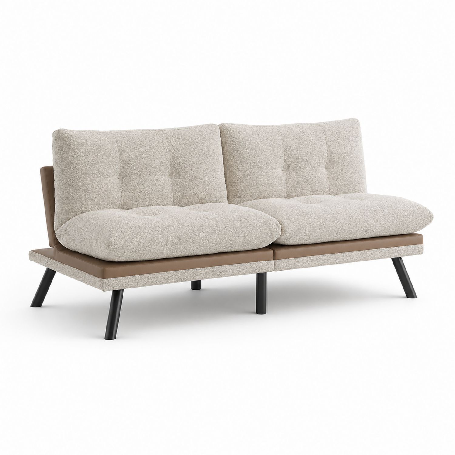 2-Sitzer Sofa Metallstruktur Beige Textil