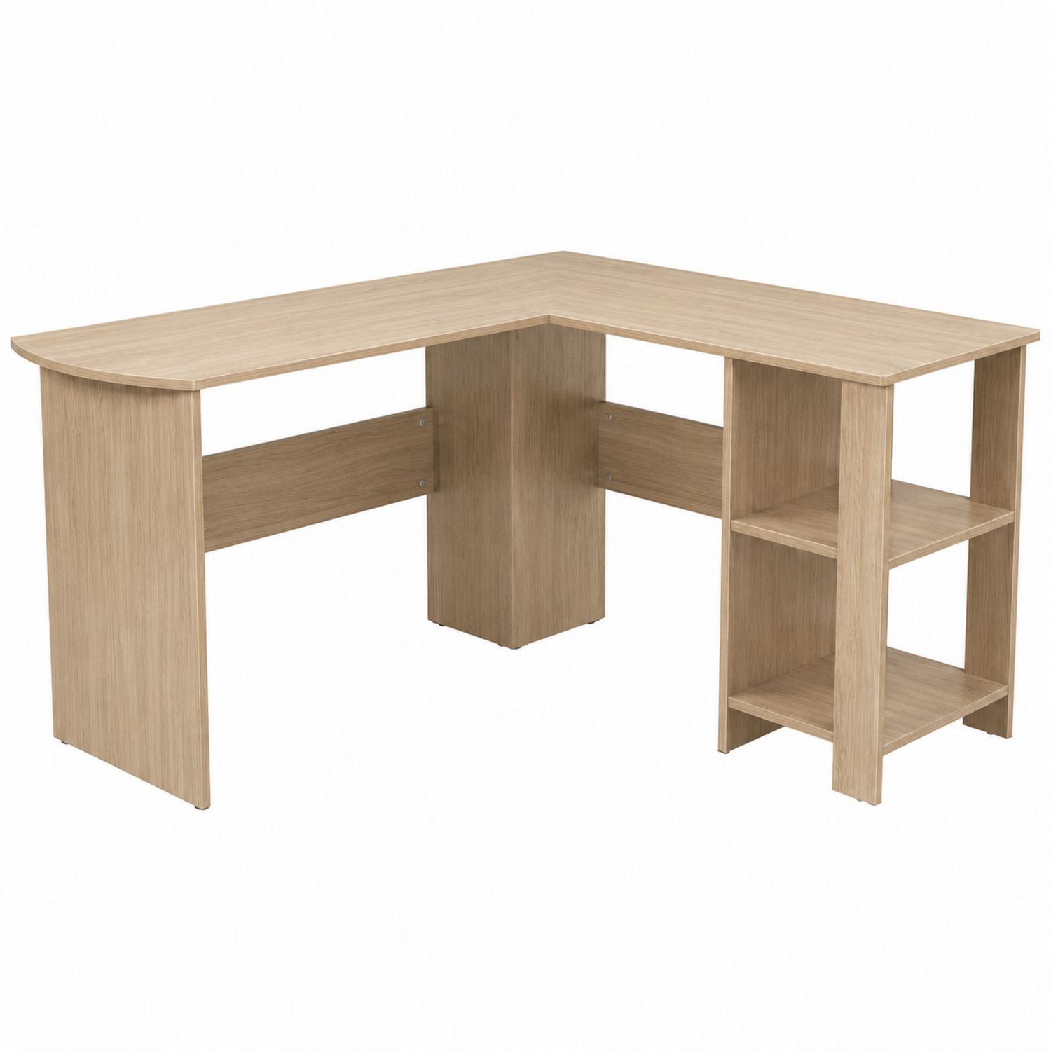 L-förmiger Schreibtisch mit Regal Holzdekor Eiche