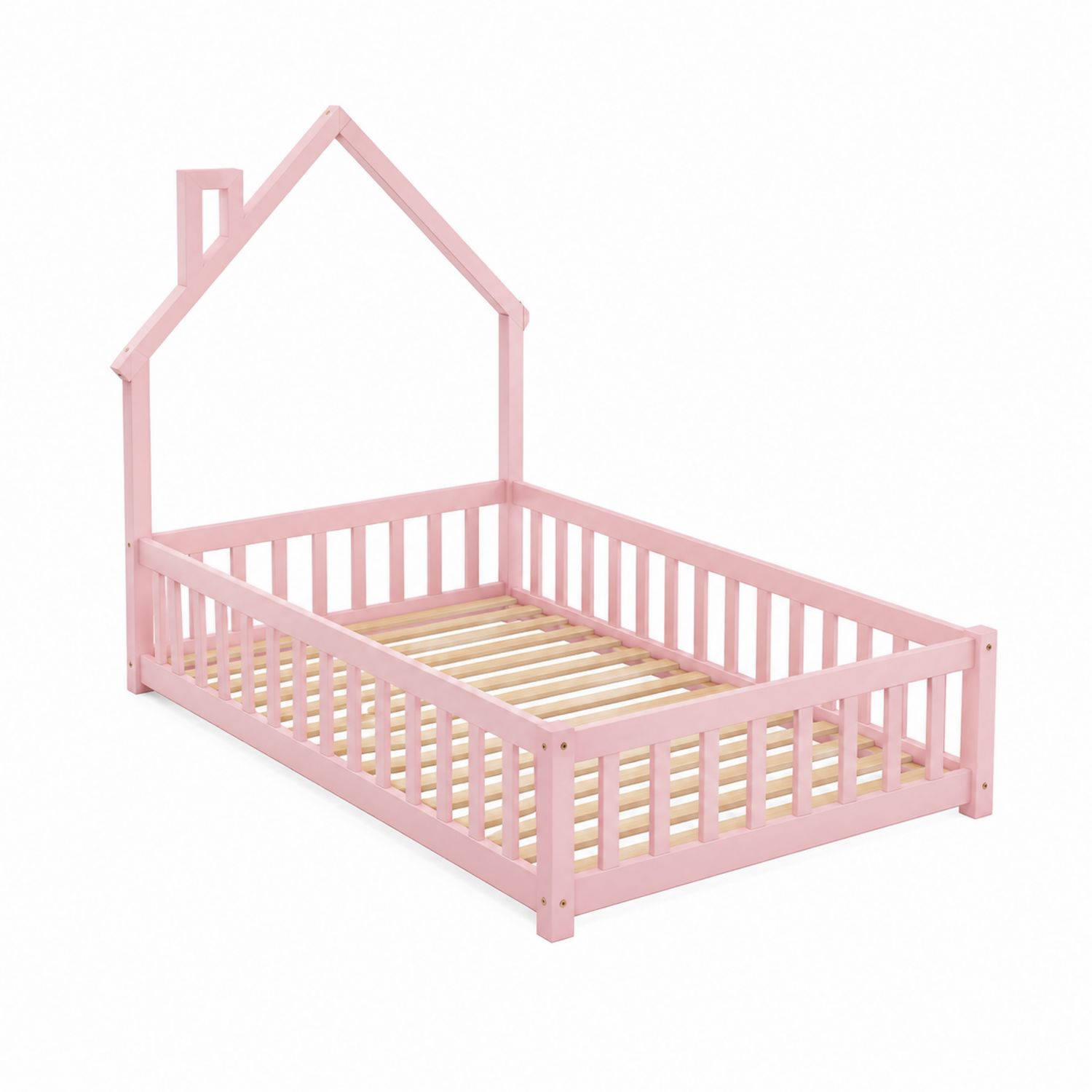 Kinderbett Hausform Holz Rosa