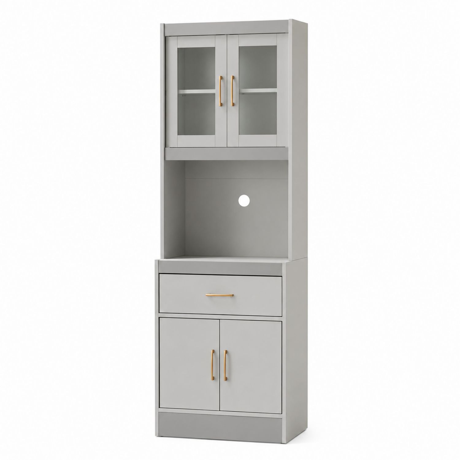 Küchenschrank aus MDF mit Glastüren und Schubladen Grau