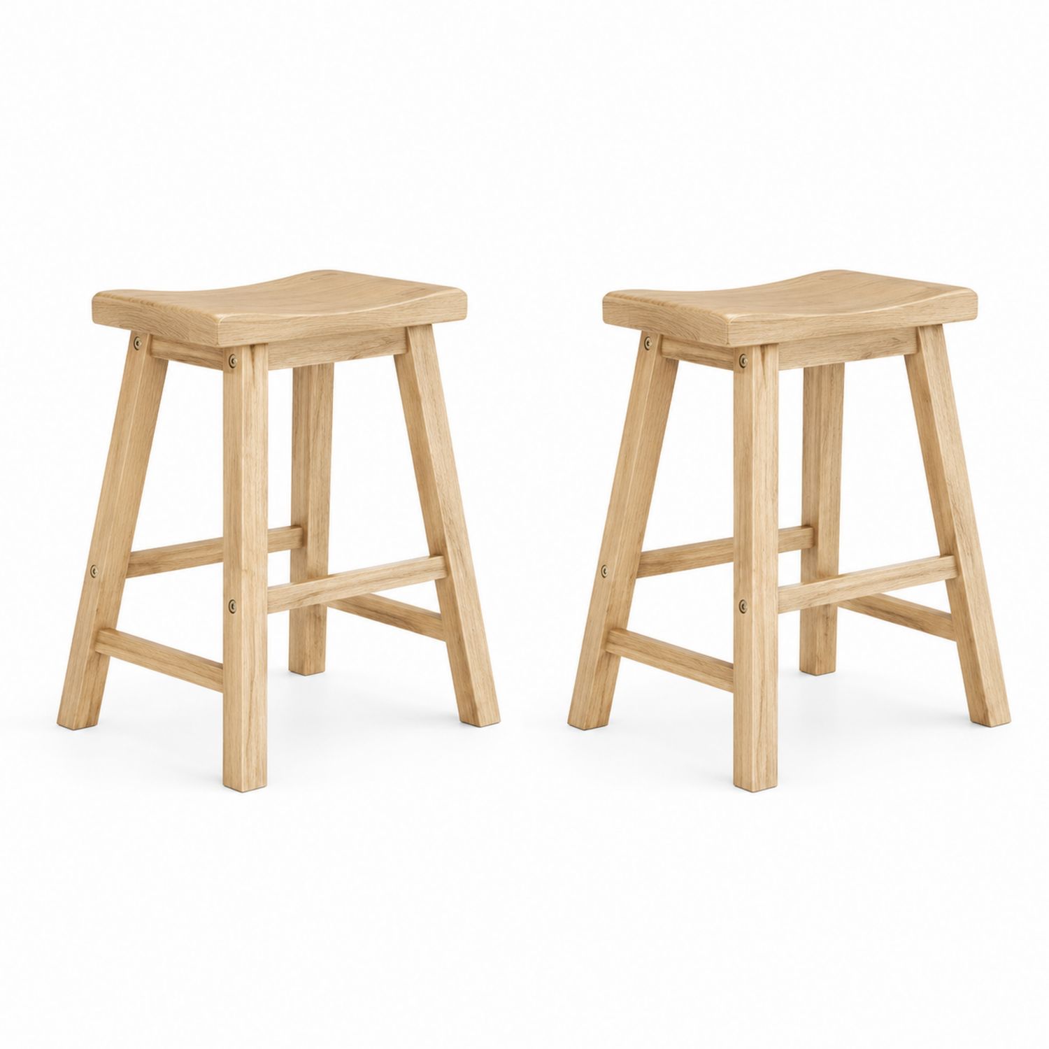 Holzhocker Set 2er-Set Eichenholz Natur 45 cm