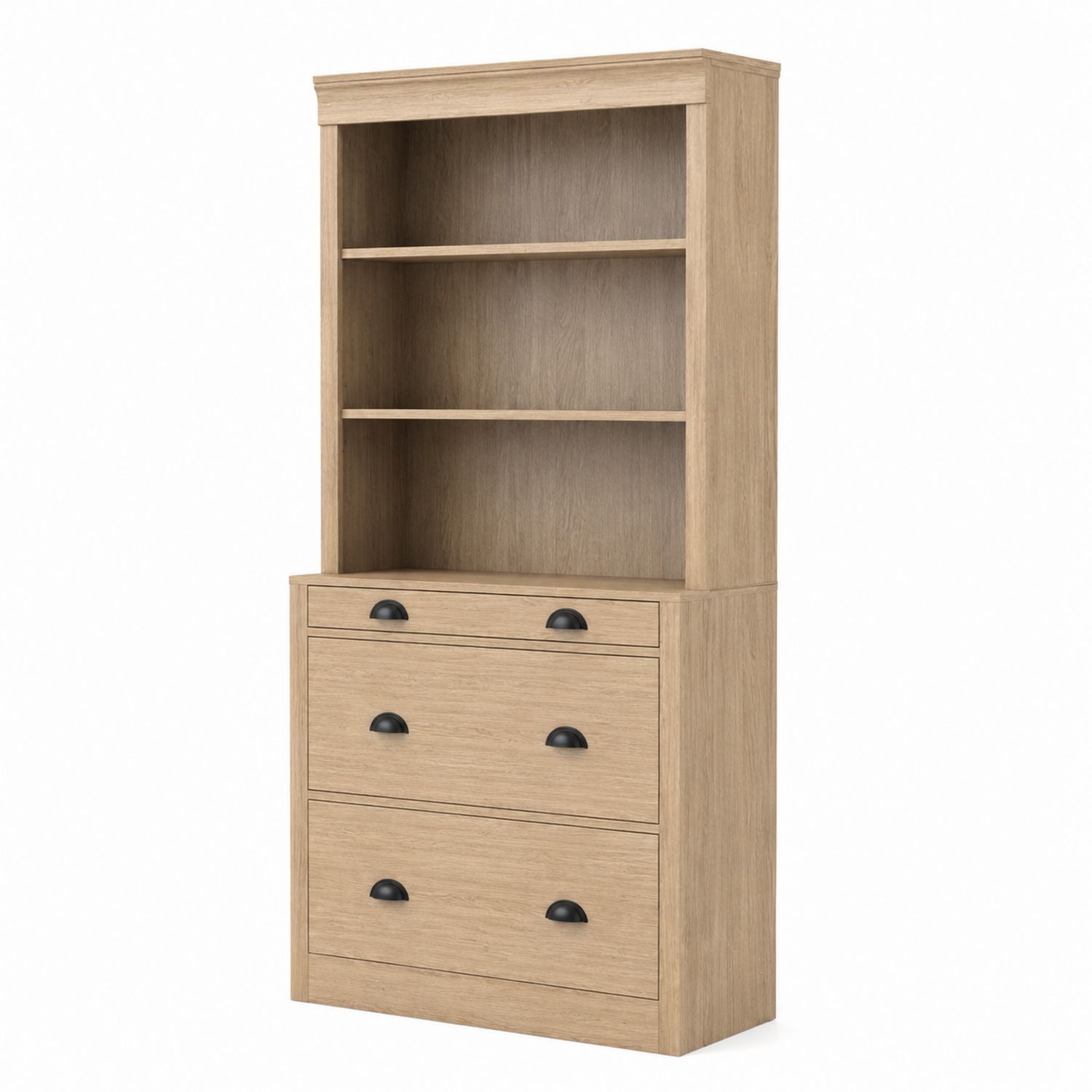 Bücherregal mit Schubladen Holzfurnier 180x80x35cm Hellbraun