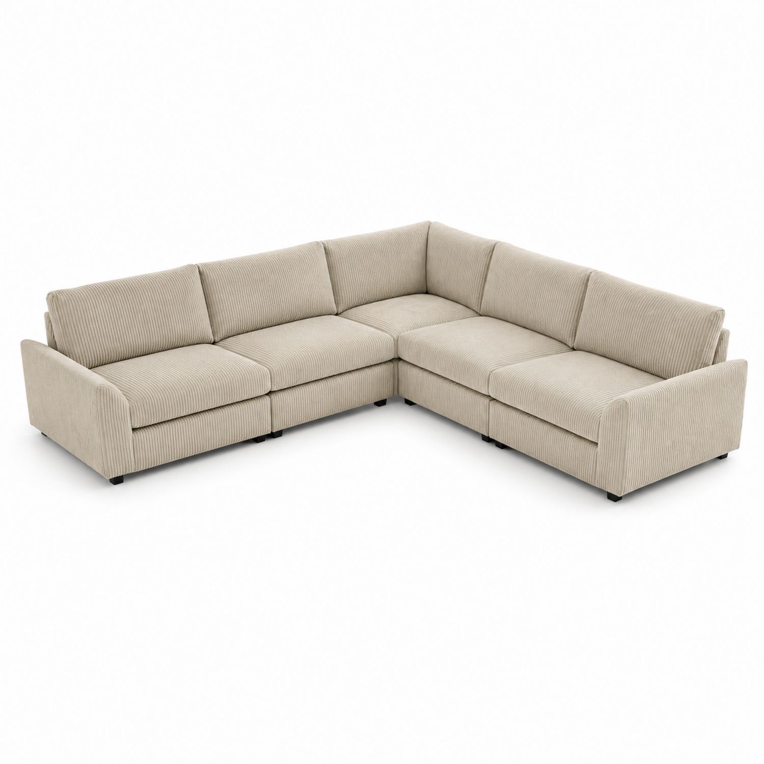 Ecksofa Cordstoff Beige 300x200x80 cm