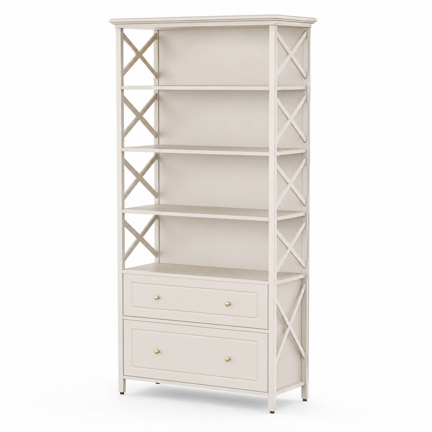 MDF Bücherregal mit Schubladen Weiß