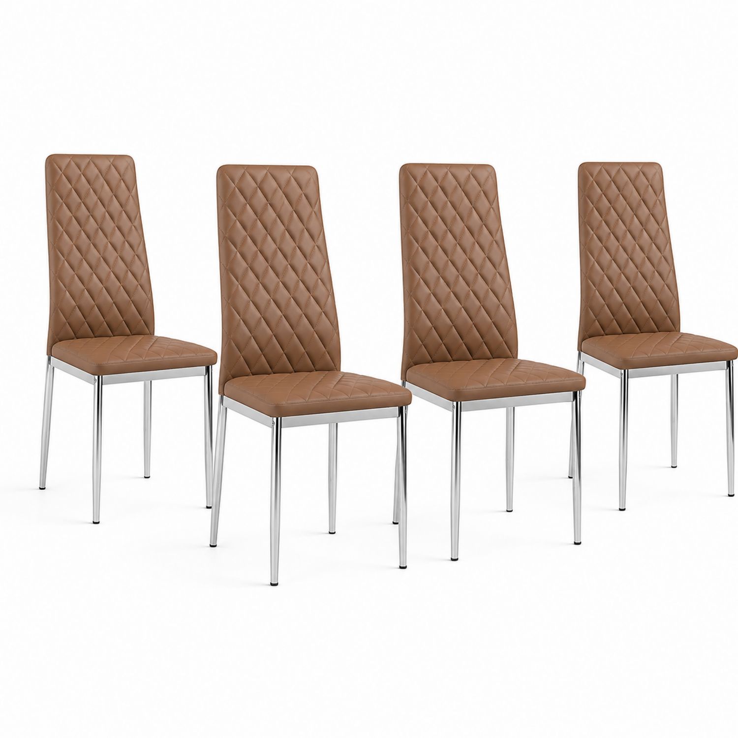 Esszimmerstühle Set aus 4 mit Kunstleder und Chromgestell