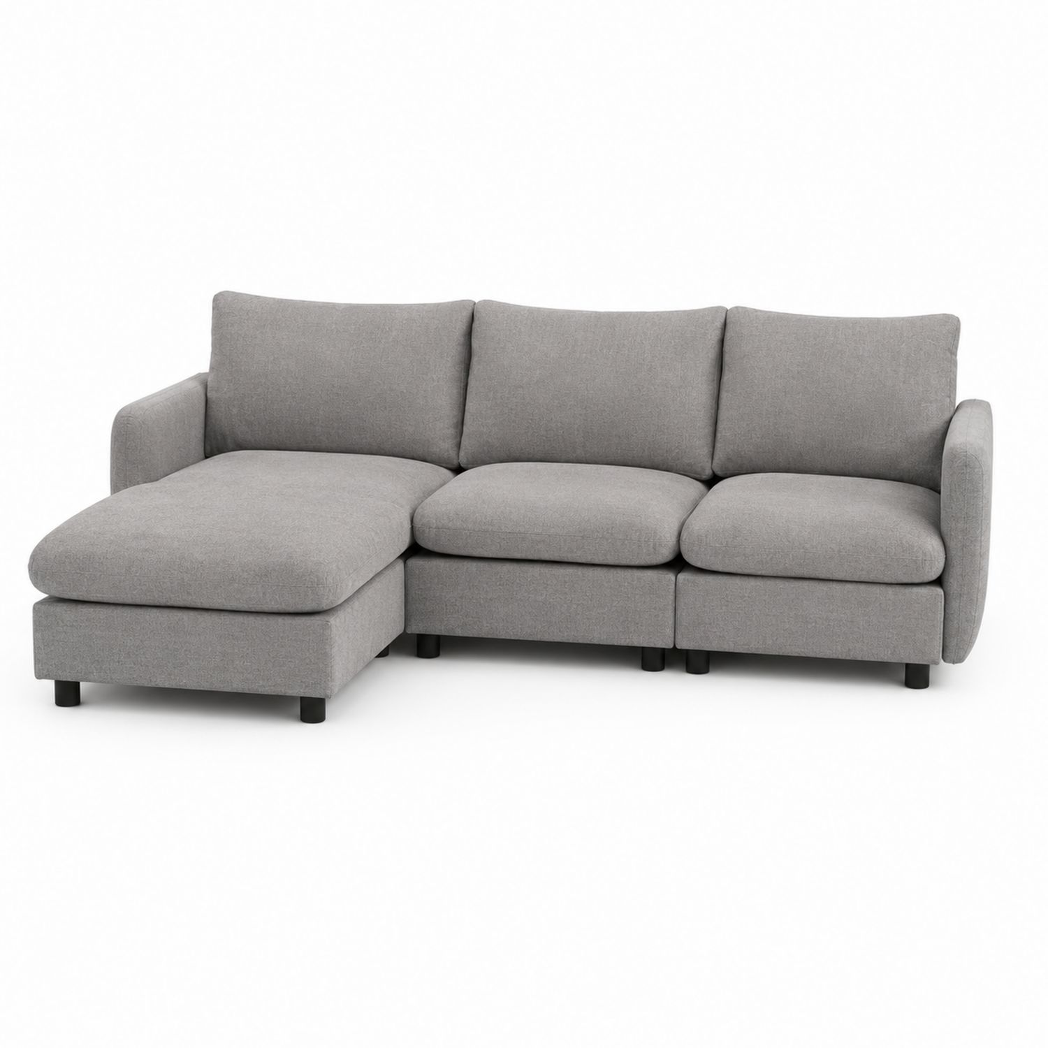 Ecksofa mit Ottomane L-Form 250x150 cm Stoff Hellgrau