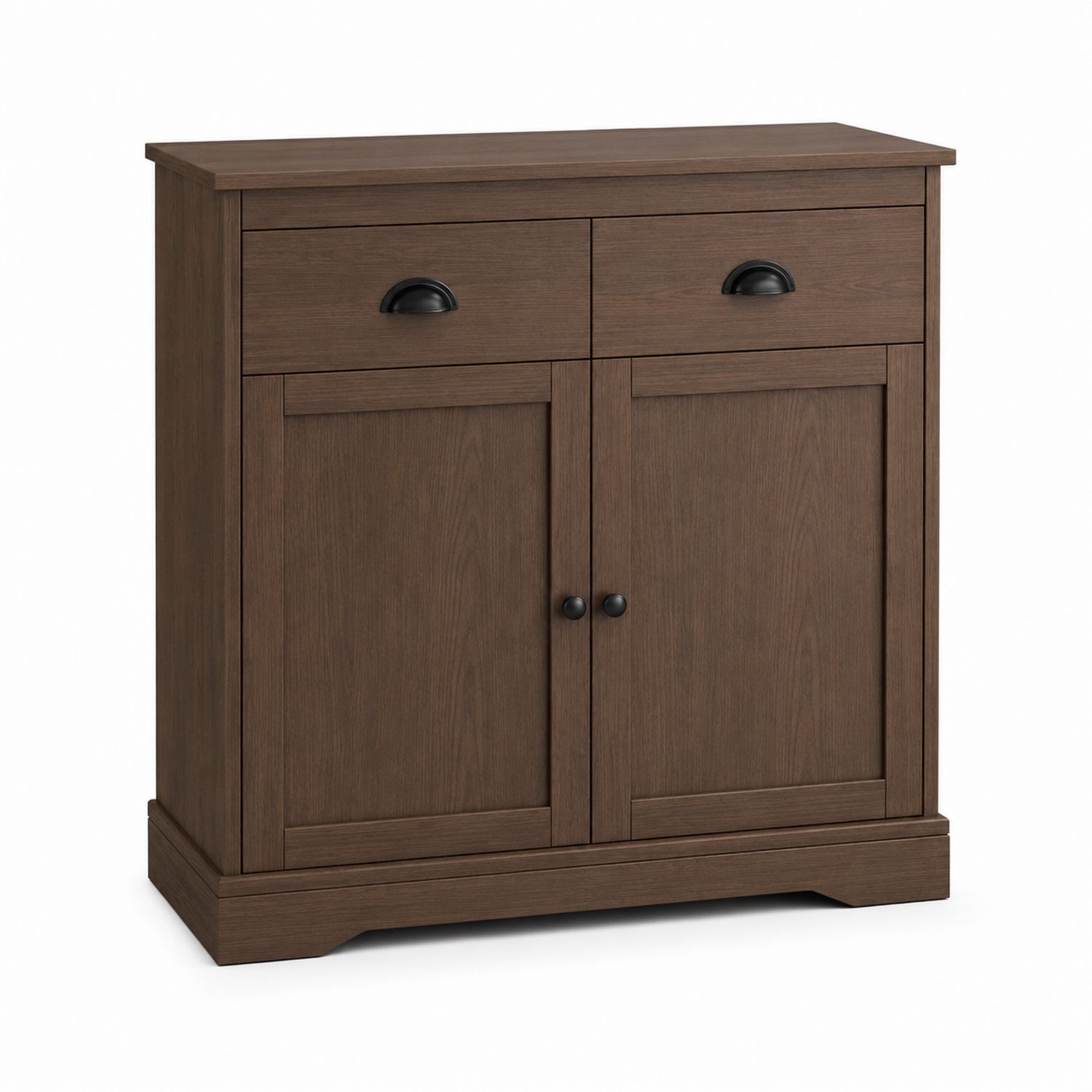 Sideboard aus MDF mit Furnier und Metallgriffen Braun 90x80x35 cm